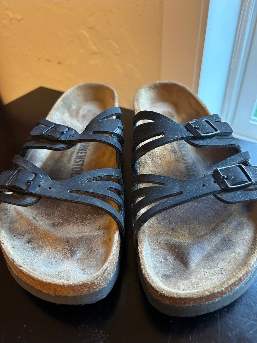 Birkenstock Granada navy slip on sandals size 38